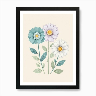 Ruhiger Garten Blumen im weichen C gerahmtes Wandbild Poster Leinwanddruck Bild