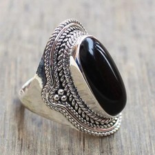 Black onyx Gemstone Ring Handmade 925 Sterling Silver Statement Lovely Gift Ring
