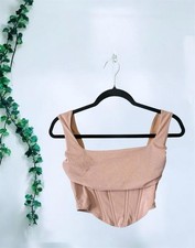 Windsor Sparkly Brown/Tan Corset Crop Top Women s Size M