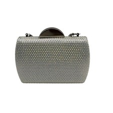 Nina Silver Rhinestone Crystal CLutch Evening Bag