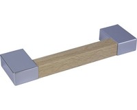 MöBelgriff Metall + Folie Chrom/Holz Hell Lochabstand 96 Mm Lxh 136/36 Mm