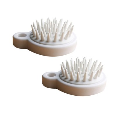 2 Pcs Bathing Hair Washing Scalp Massage Brushes Cleansing Scrubbers White