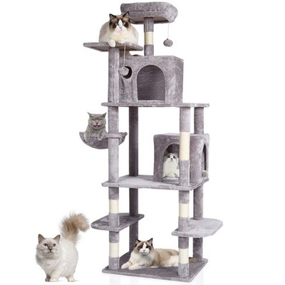 Cat Tree 68.5'' Cat Tower with Cat Condos Sisal Scratching Post Light Grey
