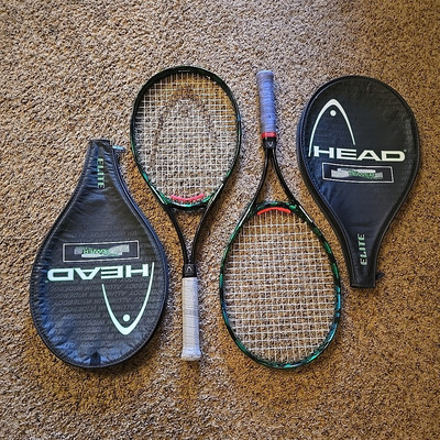 2 Head Elite Double Power Wedge 4-1/4 Grip Tennis Racquet Oversized L2 Covers