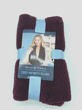 Peace & Pearls Women's Infinity Scarf Plush Soft Sherpa One Size Burg/Wine NEW