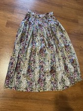 Vintage Herman Geist Rayon Floral Pleated Skirt Size 10 Roses