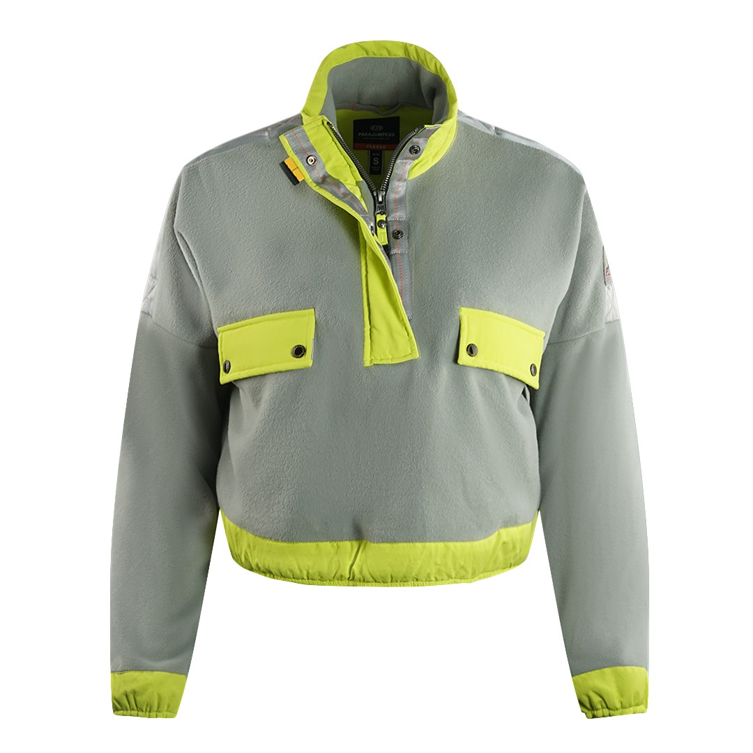 Укороченная толстовка Parajumpers Soraya серого цвета на молнии до половины длины