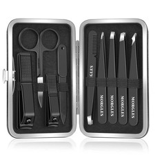 Tweezers Set and Nail Clippers, 9 Pcs Stainless Steel Tweezers Kit for Men Pr...