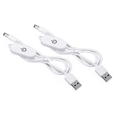 USB to DC Extension Cable with Switch Dimmer Controller and LED Indicator White