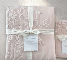 NEW Pottery Barn x LoveShackFancy Rococo Bow Embroidered Full Queen  2 Shams