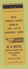 Matchbook Cover - Al's Hotel West Fairview PA