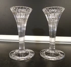Vintage Waterford Crystal 6" Candlestick Pair, Corinth Pattern Signed