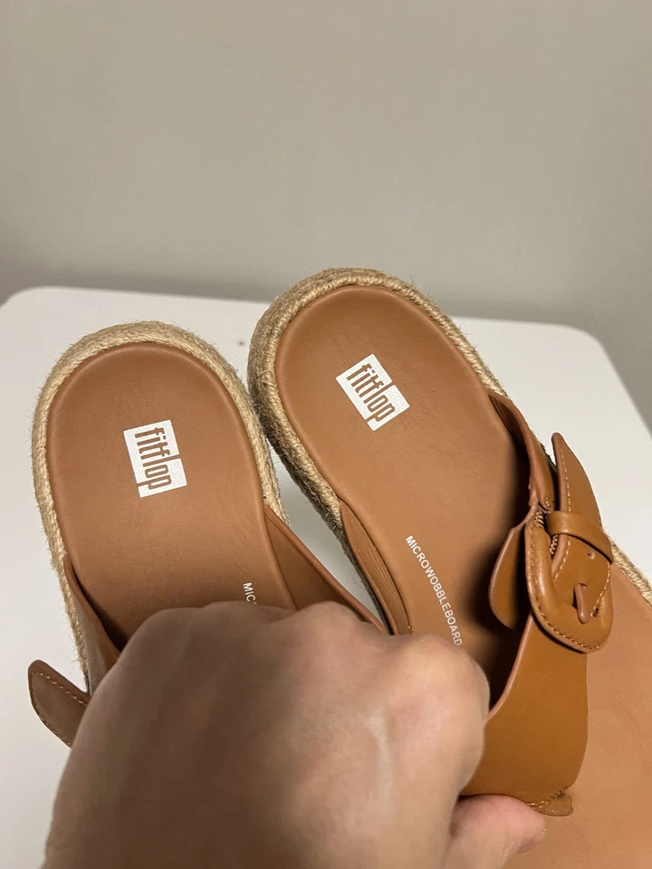 Fitflop F-MODE Espadrille Leather Flatform Toe-Post Sandals Deep Tan EU 37 US 6 - Image 3 of 4