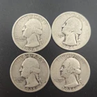 Lot of 4 Washington Silver Quarter Various Dates 1934 1935 1936