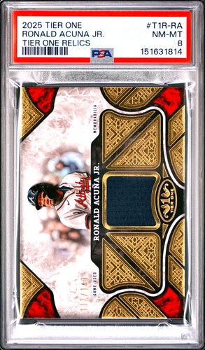 1814 Ronald Acuna Jr 2025 Topps Tier One #T1R-RA Patch /149 PSA 8