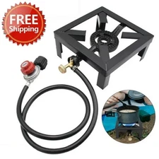 Propane Cooker Burner Stove Gas Outdoor Cooking Camping Stand BBQ Grill w/ Hose