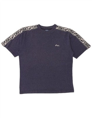 Asics Mens Graphic T-Shirt Top Large Navy Blue Flecked Cotton AI15
