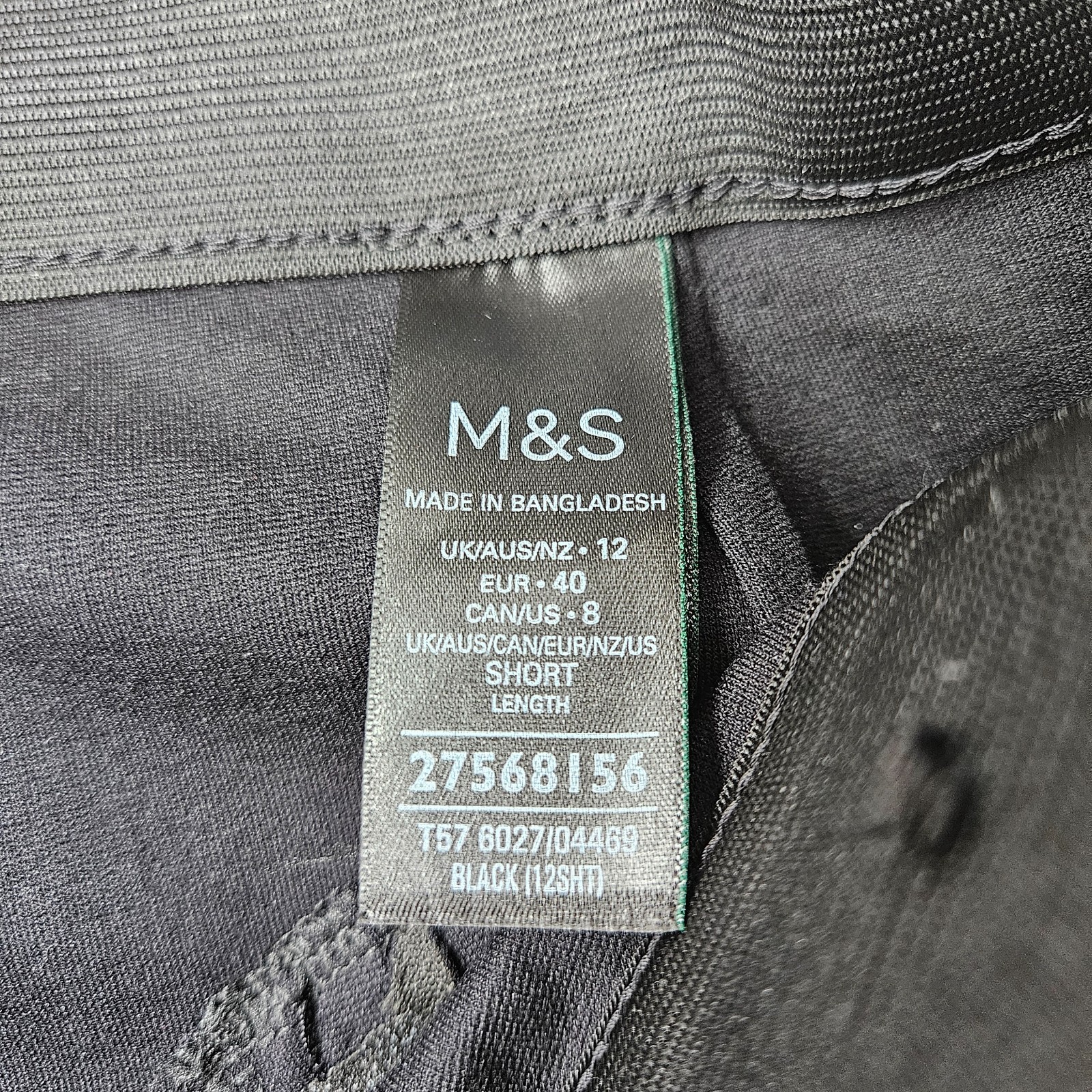M&S Women's Black Tapered Stretch Trousers UK 12 Short Smart Zip Pocket image 5
