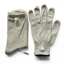 Pair of Conductive Fiber Electrode Gloves With Conductive Massage Socks With