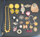 Vintage Czech Bead Art Deco Jewelry Lot Charm Bracelet Watch Pendant Celluloid