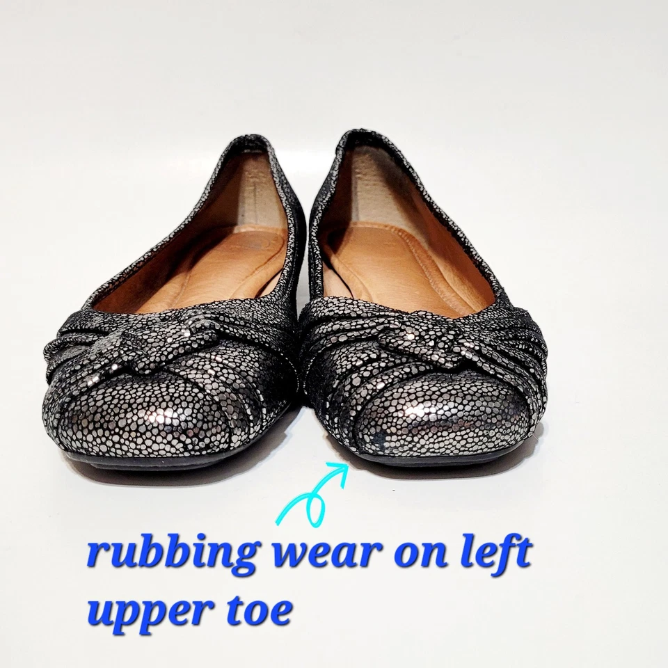 Zapatos planos de ballet Nurture Callista plateados metálicos peltre negros sin cordones Wms 8,5 M Foto 4 de 4