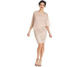 NWT Adrianna Papell Rose Lace Capelet Sheath Dress Size 10