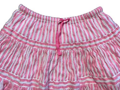 Mini Boden Hot Pink White Stripe Tiered Pull On Twirl Skirt Girls Size 5/6 - Picture 2 of 5