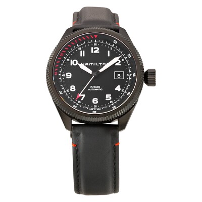 HAMILTON H76695733 KAHKI AVIATION Black Automatic Leather