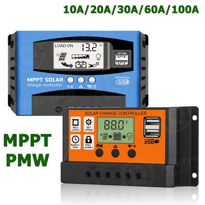 Solar Laderegler 30A 100A PWM MPPT Solar Panel Controller Regulator 12V/24V USB