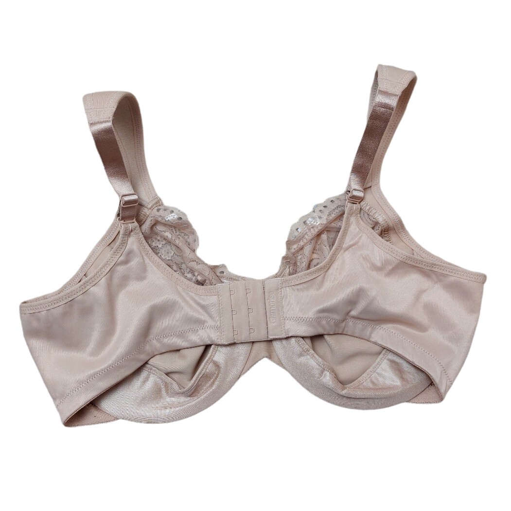 Glamorise Plus Size Low Cut WonderWire Lace Bra 1240 UK 36C Café