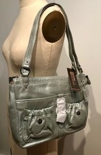 Stone Mountain Leather East/west Large Satchel A211830 Color Silver