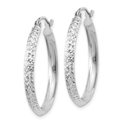 25mm 14K White Gold Edged Shiny-Cut 2.5X25mm Hoop Earrings 25mm 14K White Gold Edged Shiny-Cut 2.5X25mm Hoop Earrings