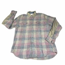 Lone Roo Shirt By Roper Western Mens Large Spring Plaid Elbow Patch Cowboy VTG