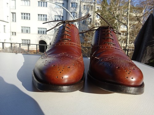 SCAROSSO He Goodyear Schuhe Business Budapester Leder Braun Italy Gr.42,5 f.Neuw - Bild 5 von 17