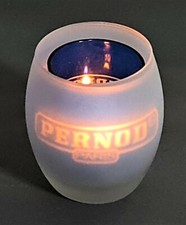 Pernod Paris Windlicht Teelicht Kerzenhalter Glas in Glas Blau Milchig (7029-1)