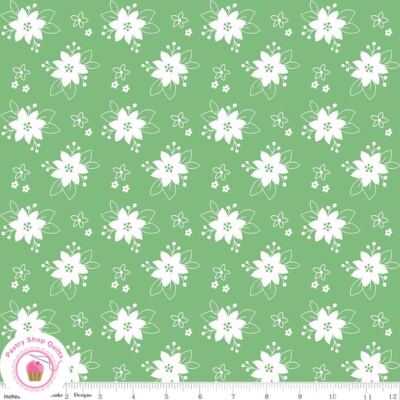 Riley Blake PIXIE NOEL 12116G Green Floral Quilt Fabric CHRISTMAS WINTER