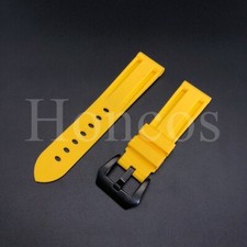 22 24 26 MM Yellow Rubber Diver Sport Band Strap Black Buckle Fits for Panerai