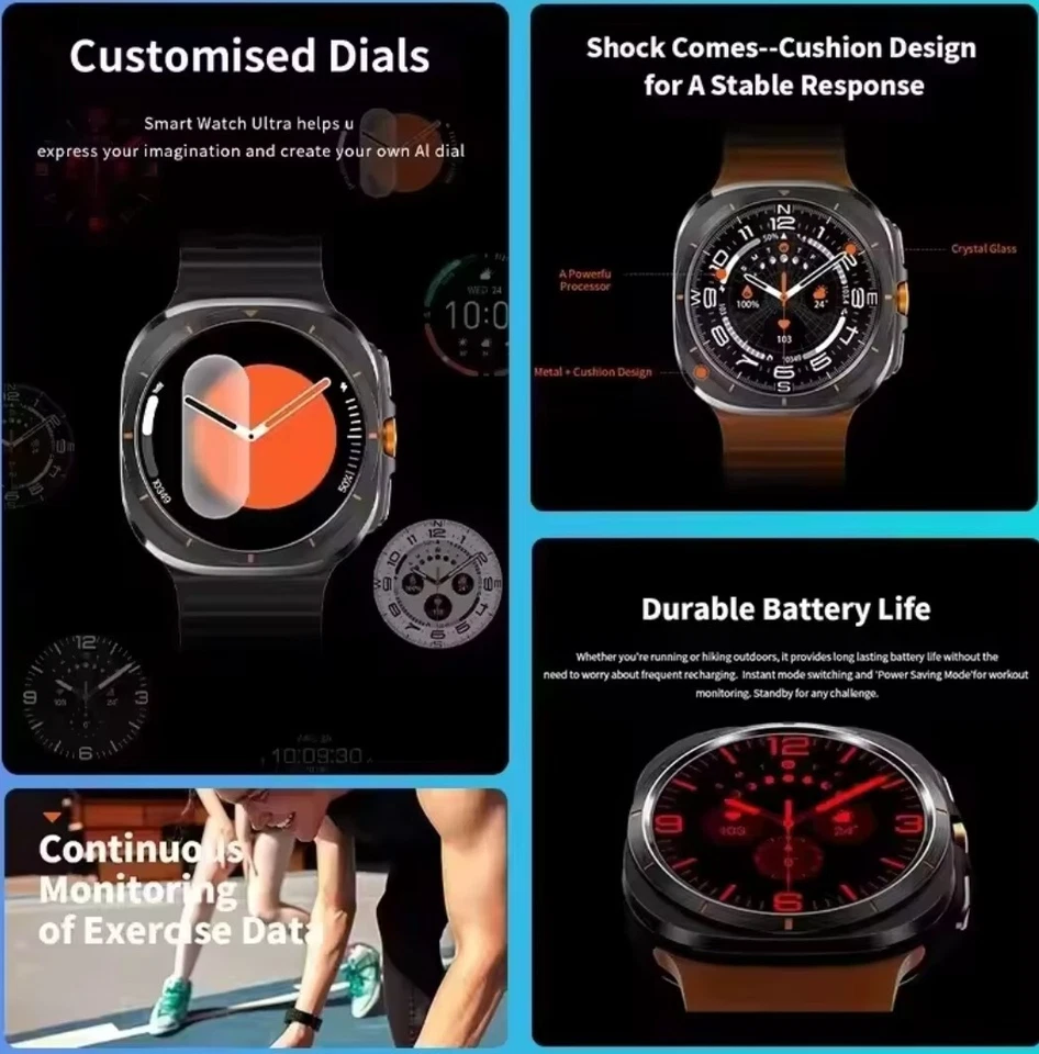 2025 Smart Galaxy Watch Ultra 7 for Men/Women, AMOLED Waterprof Fitness Tracker - Image 3 of 4