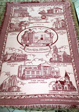 Hinckley Illinois Commemorative Old Churches Maroon White Blanket Throw 47x70-SU