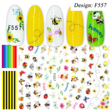 3D Nail Art Sticker Honey Bee Butterfly Flower Decal Manicure Peel F557 NS3