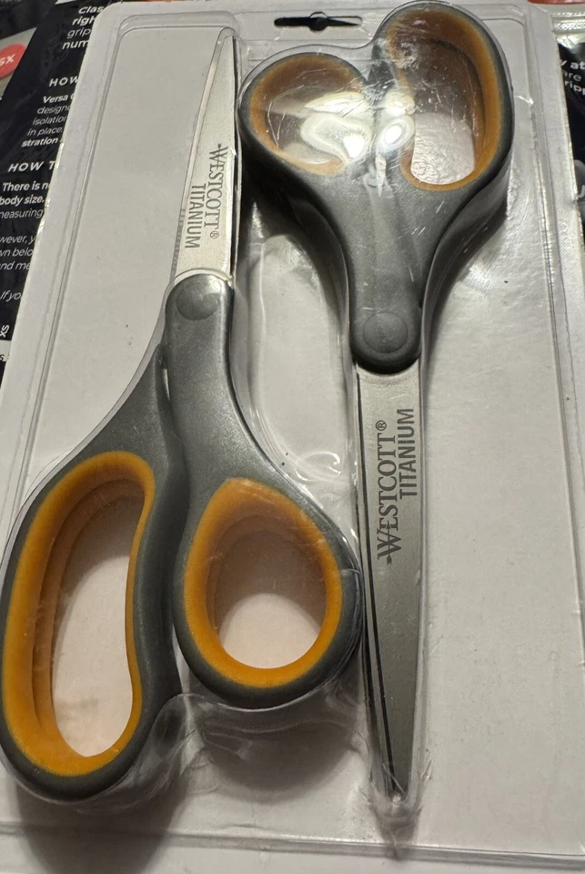 Westcott Titanium Bonded Scissors, Soft Handle, 8", Straight, Gray/Yellow, 4-... - Image 3 of 4
