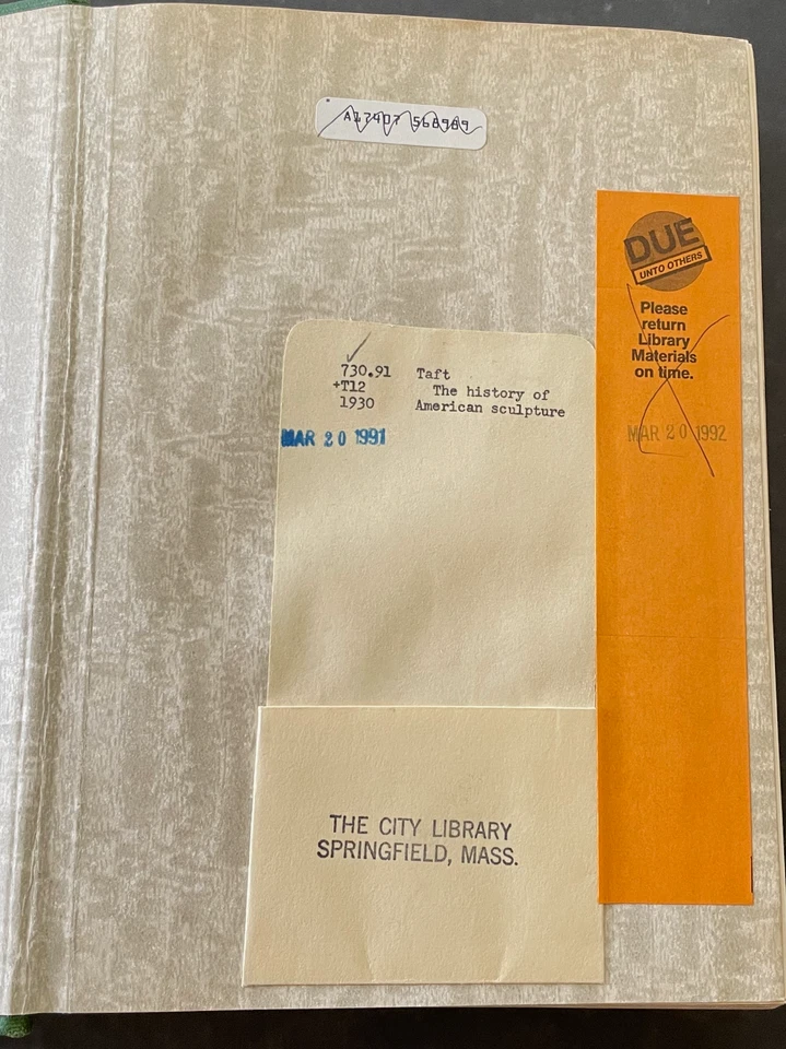 Taft 1930 HISTORY OF AMERICAN SCULPTURE Macmillan Ex-Library Rebind Hardcover - Image 3 of 4