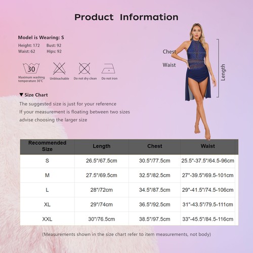 Mujer Brillante Estrás Lírico Disfraz Ballet Leotardo Vestido Moderno Ropa de Baile - Imagen 42 de 48