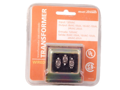 Heath/Zenith, DW-125 Doorbell Transformer, Input 120VAC, 8/16/24vac Output, UL
