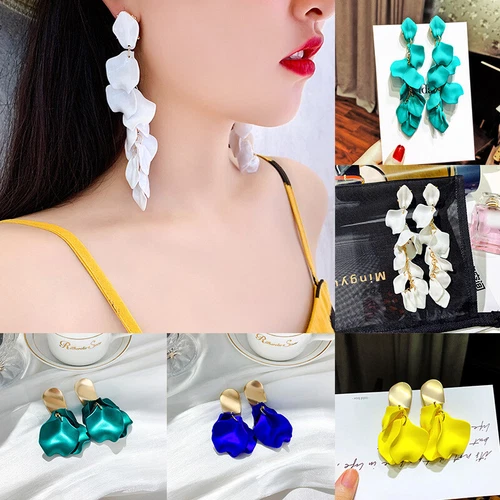 Women Dangle Drop Earrings Rose Petal Long Tassel Earrings Jewelry Earrings New - Picture 4 of 71