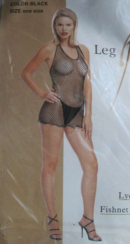 Black 1 Size Lycra Industrial Fishnet Halter Dress Leg Avenue Fish Net Tank Sexy
