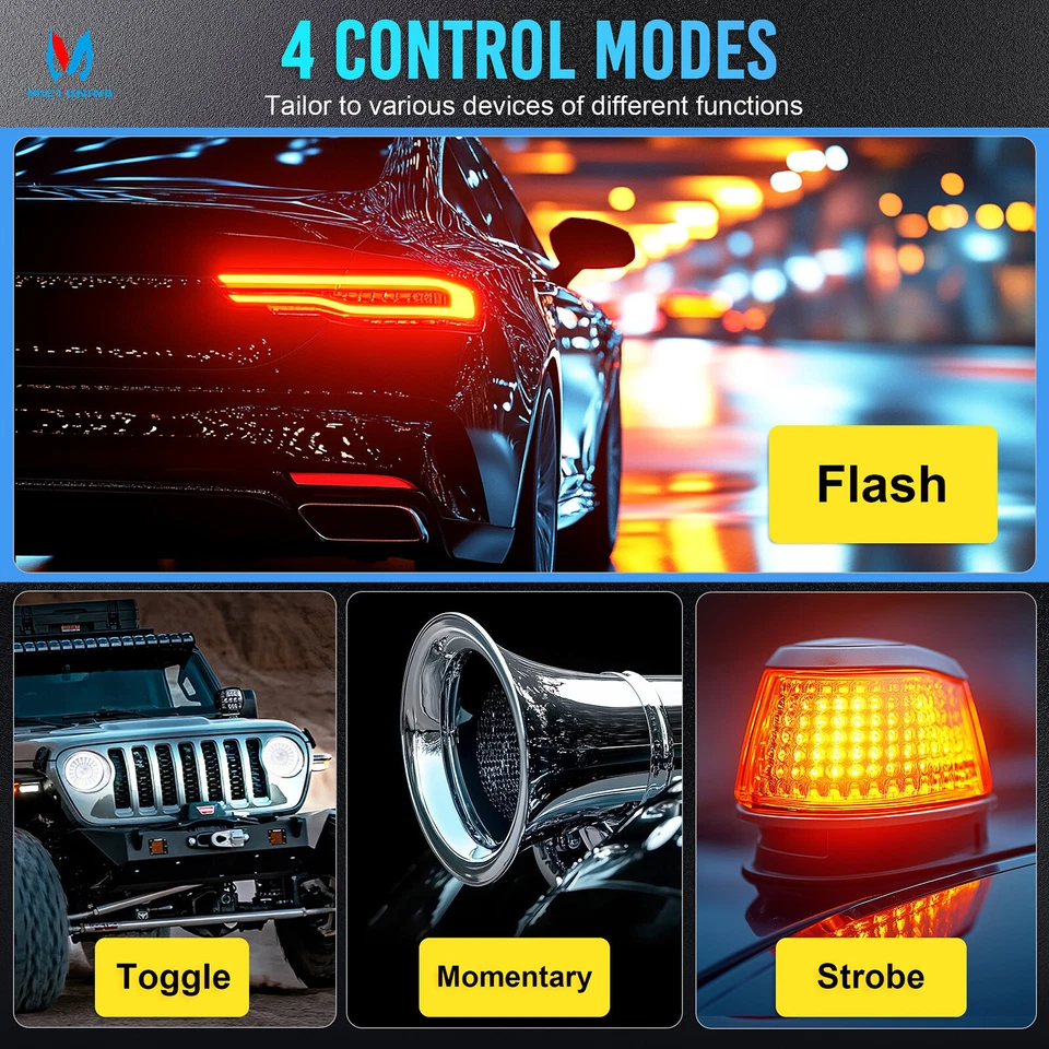 MICTUNING Wireless 4 Gang Switch Panel Remote Control LED Light Bar Switch Panel - Image 4 of 4