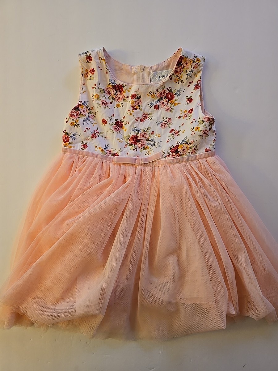 popatu pink dress Baby Girl's and Little Girl's Pink Floral Tulle Dress, 2