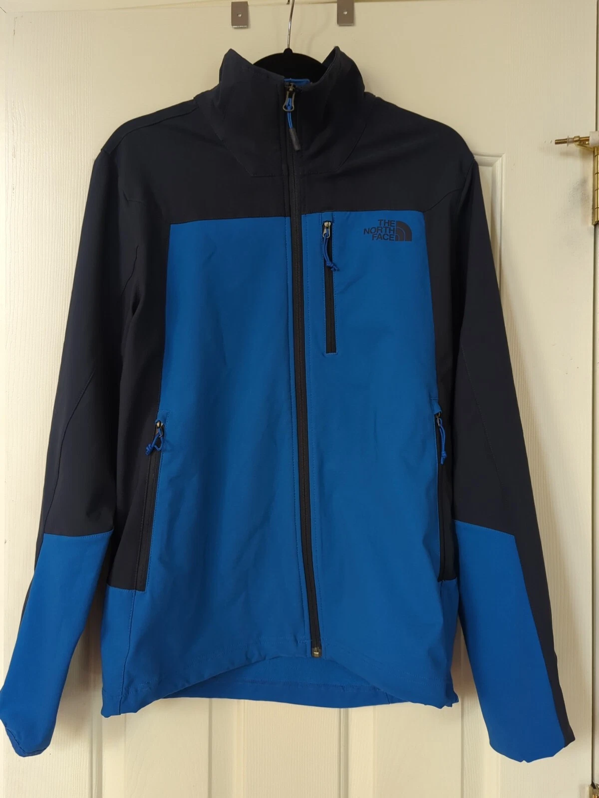North Face Mens Small Blue Black Shell Jacket Polyester Windbreaker