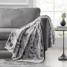 Brookstone Heated Printed Plush Throw Floral
